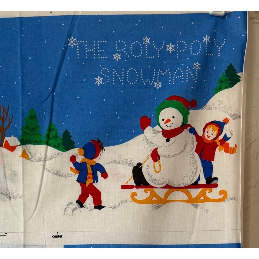 Vintage Cranston VIP The Roly-Poly Snowman Fabric Book Panel Christmas Sew Uncut